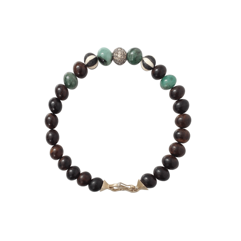 MONIQUE PEAN-Vintage Emerald And Diamond Beaded Bracelet-WHITE GOLD