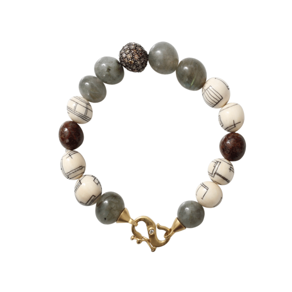 MONIQUE PEAN-Fossilized Woolly Mammoth Bead Bracelet-YELLOW GOLD