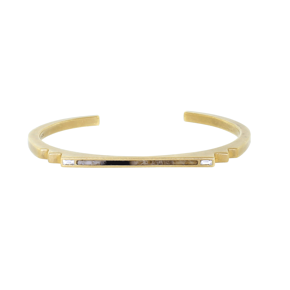 MONIQUE PEAN-Petrified Palm Wood And Diamond Step Cuff-YELLOW GOLD