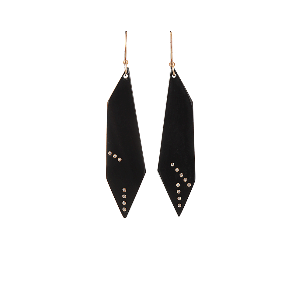 MONIQUE PEAN-Black Buffalo Horn Geometric Earrings-R GOLD