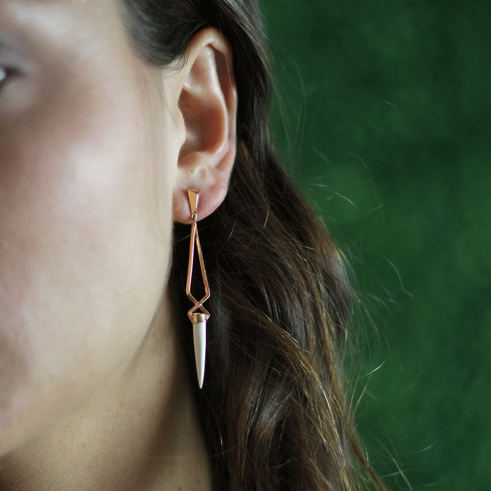 MONIQUE PEAN-Fossilized Crossover Earrings-ROSE GOLD