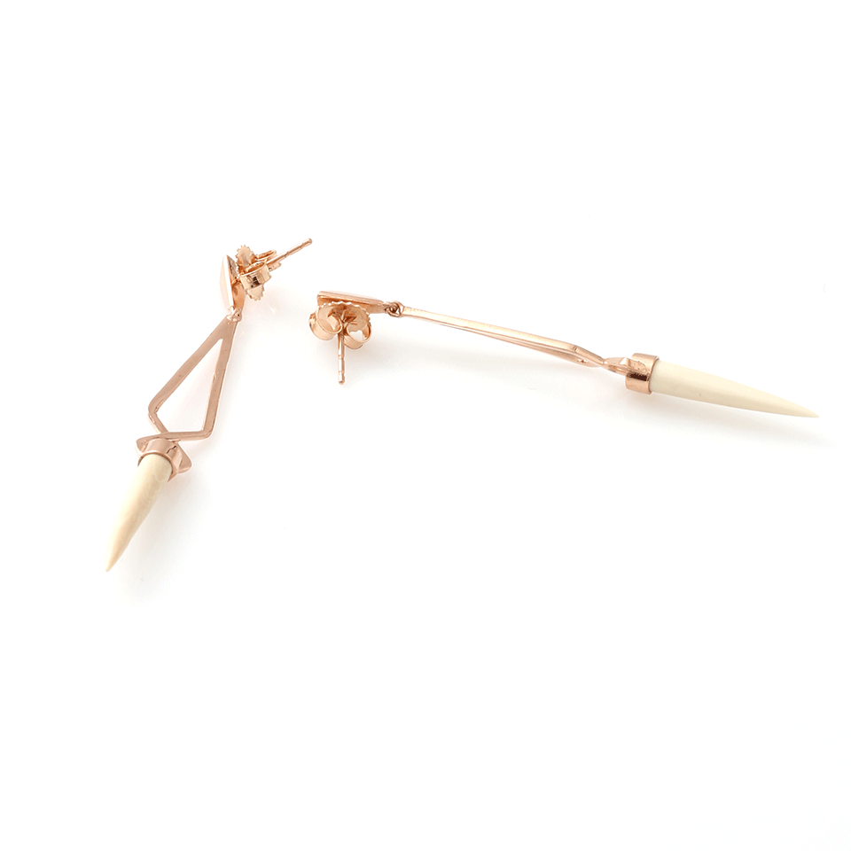 MONIQUE PEAN-Fossilized Crossover Earrings-ROSE GOLD