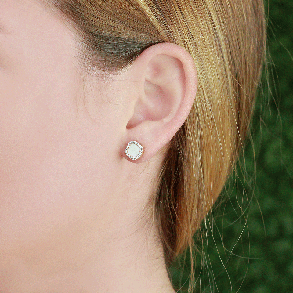 MONIQUE PEAN-Fossilized Woolly Mammoth Stud Earrings-ROSE GOLD