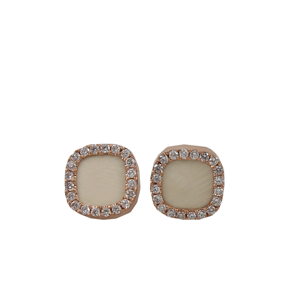 MONIQUE PEAN-Fossilized Woolly Mammoth Stud Earrings-ROSE GOLD