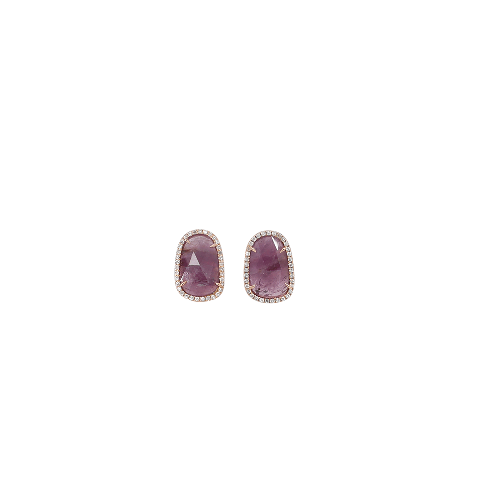 MONIQUE PEAN-Pink Sapphire Slice Stud Earrings-ROSE GOLD