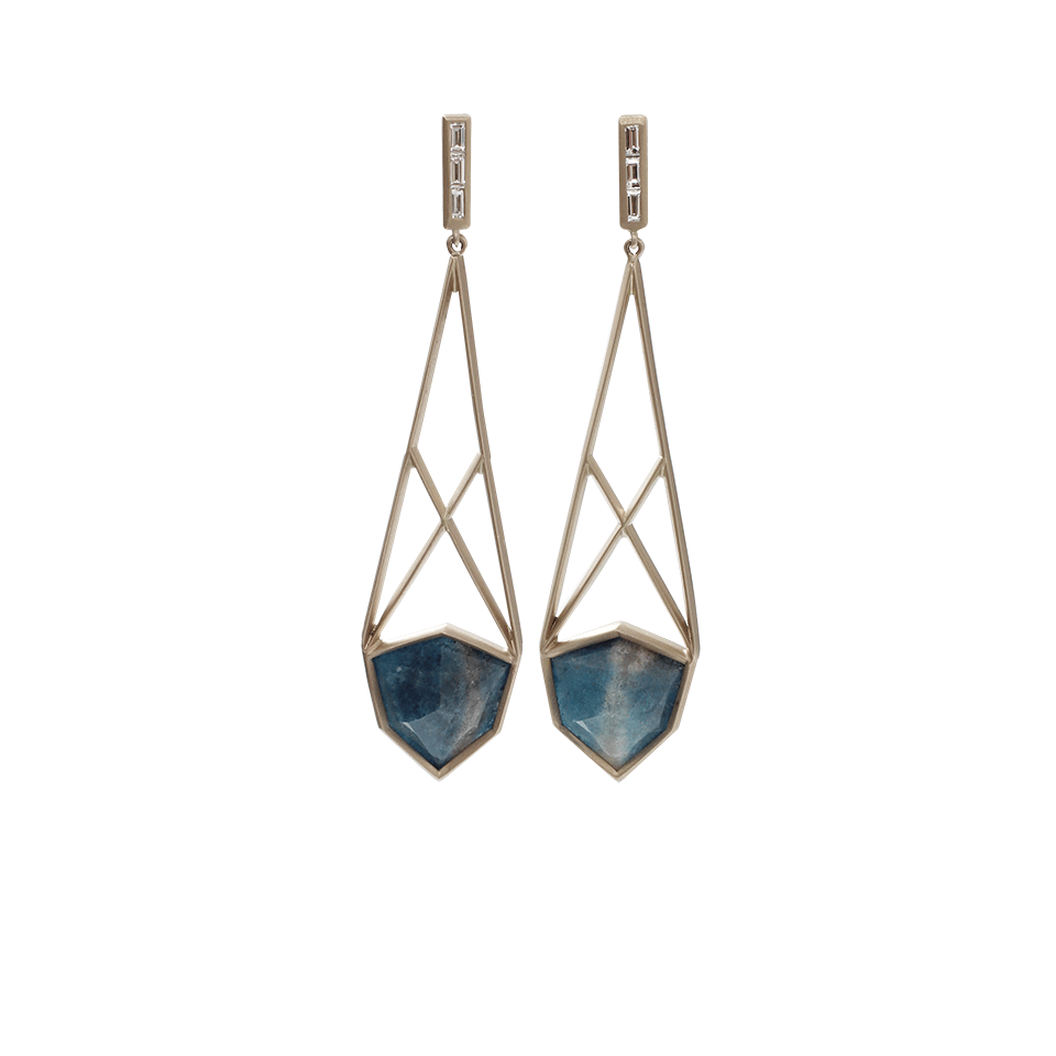 MONIQUE PEAN-Blue Lepidolite Open Cage Earrings-WHITE GOLD