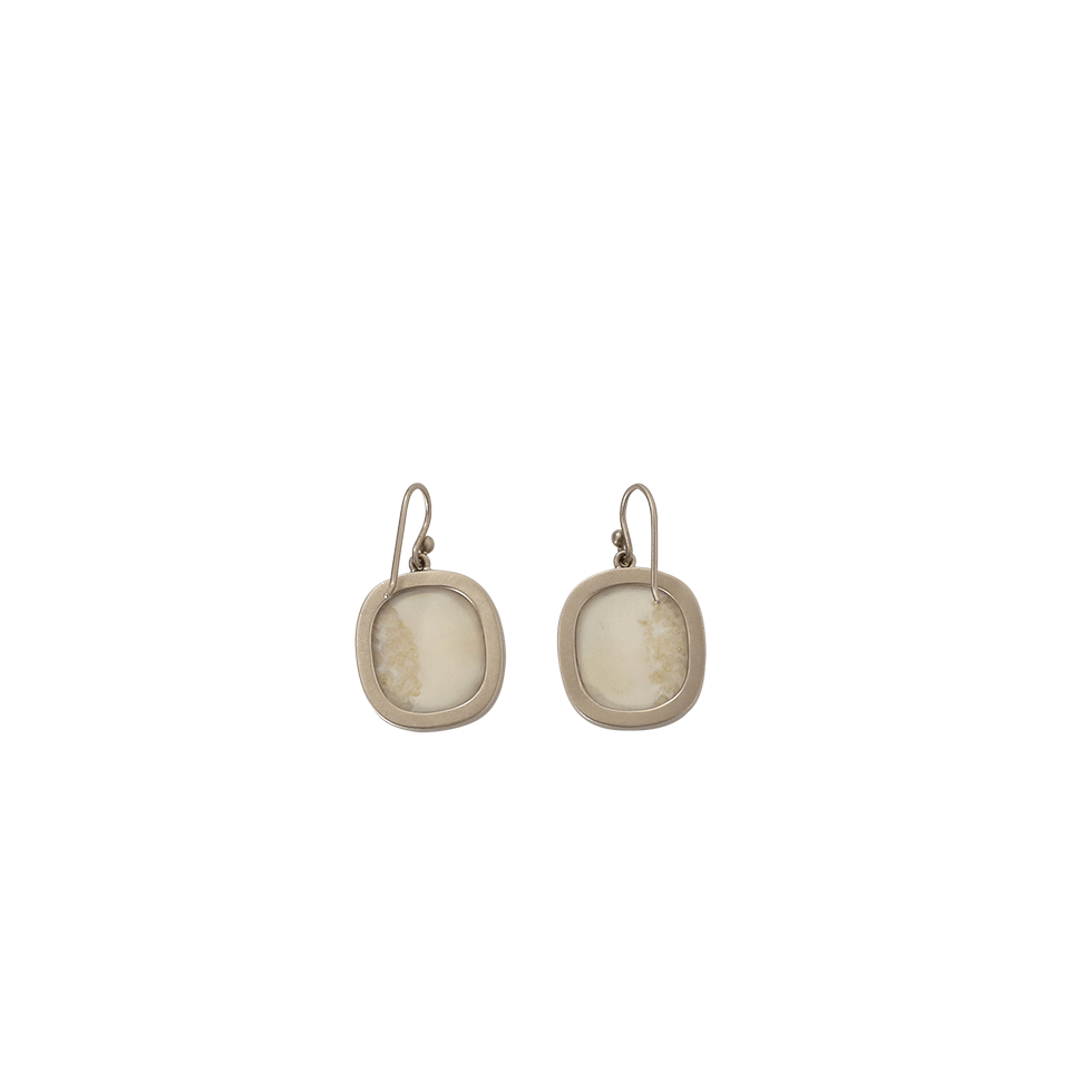 MONIQUE PEAN-Cream Fossilized Walrus Ivory Drop Earrings-WHITE GOLD