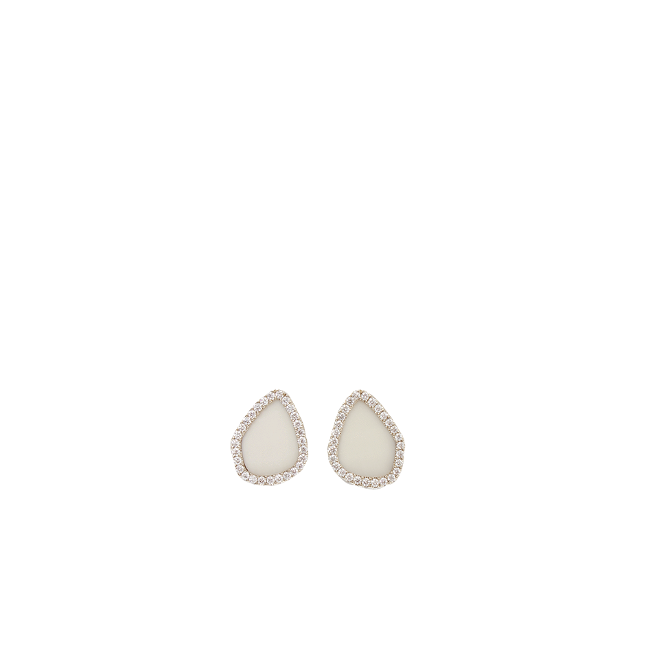 MONIQUE PEAN-Fossilized Walrus Ivory Slice Studs-WHITE GOLD