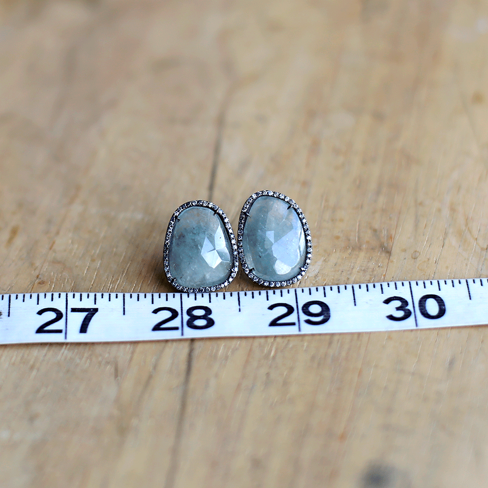 MONIQUE PEAN-Grey Sapphire And Diamond Stud Earrings-WHITE GOLD