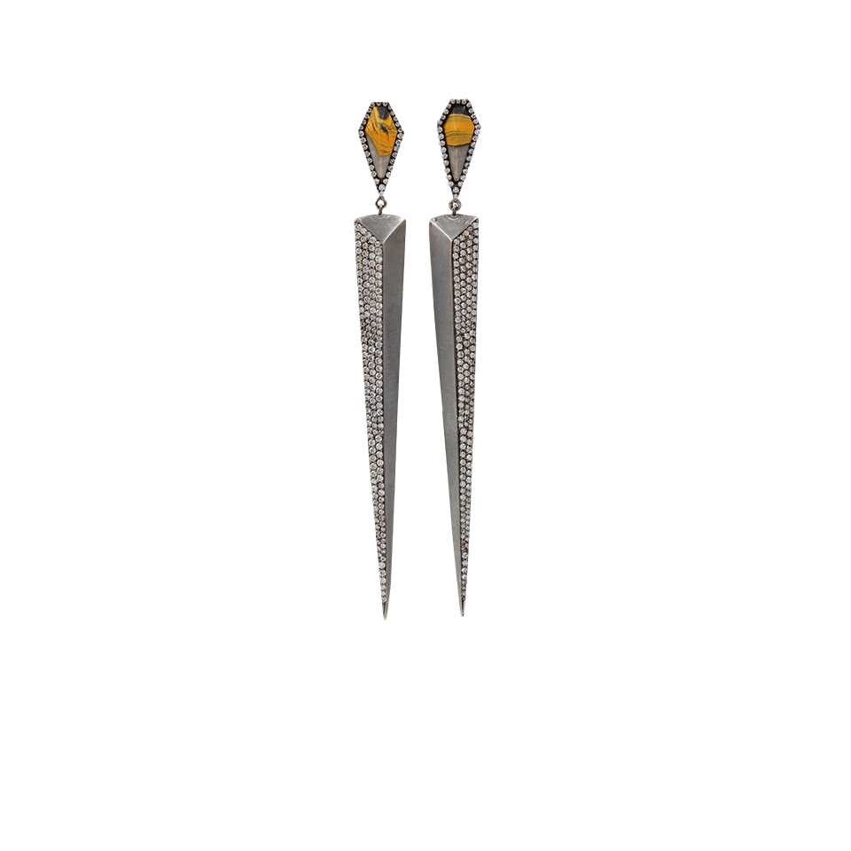 MONIQUE PEAN-Jasper Diamond Spike Earrings-WHITE GOLD