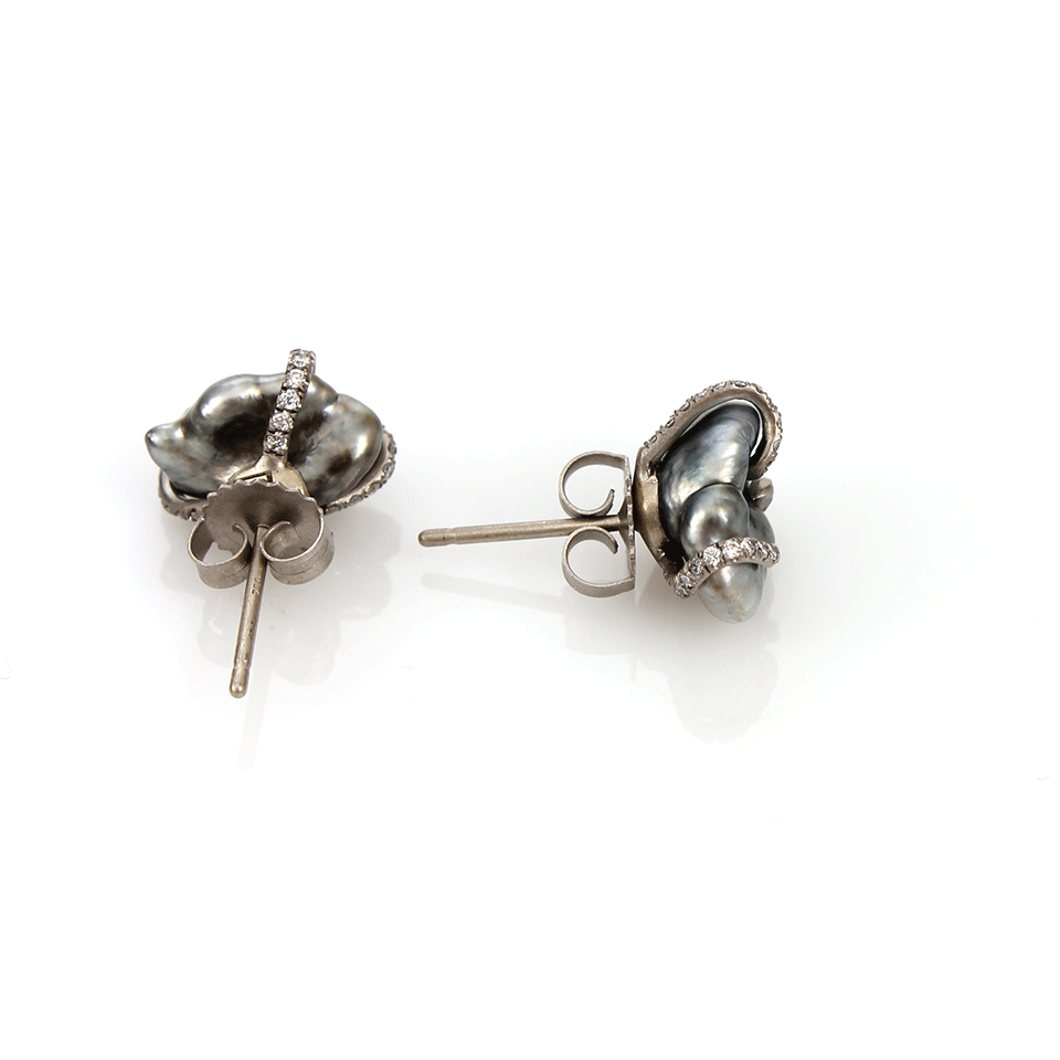 MONIQUE PEAN-South Sea Keshi Pearl Earrings-WHITE GOLD