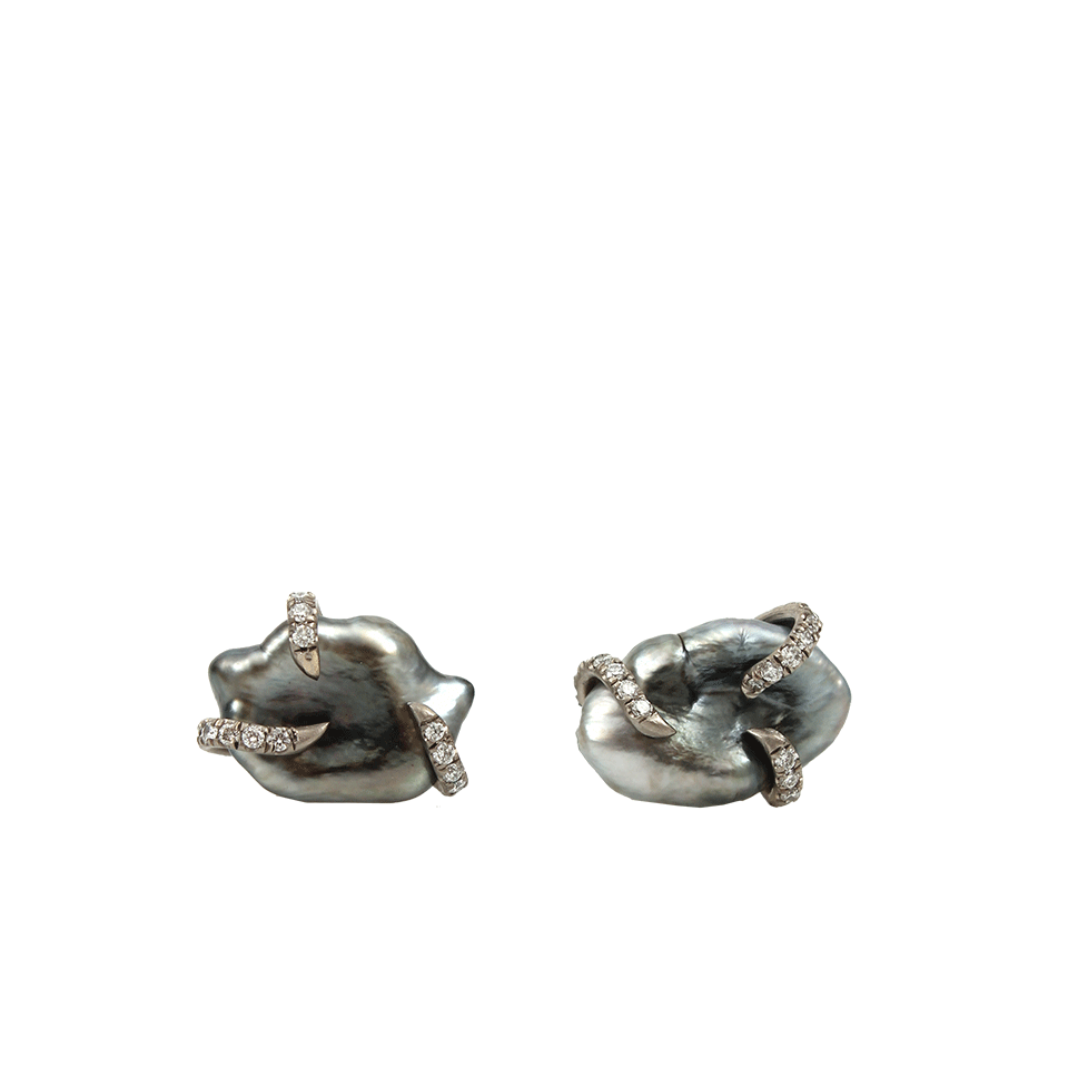 MONIQUE PEAN-South Sea Keshi Pearl Earrings-WHITE GOLD