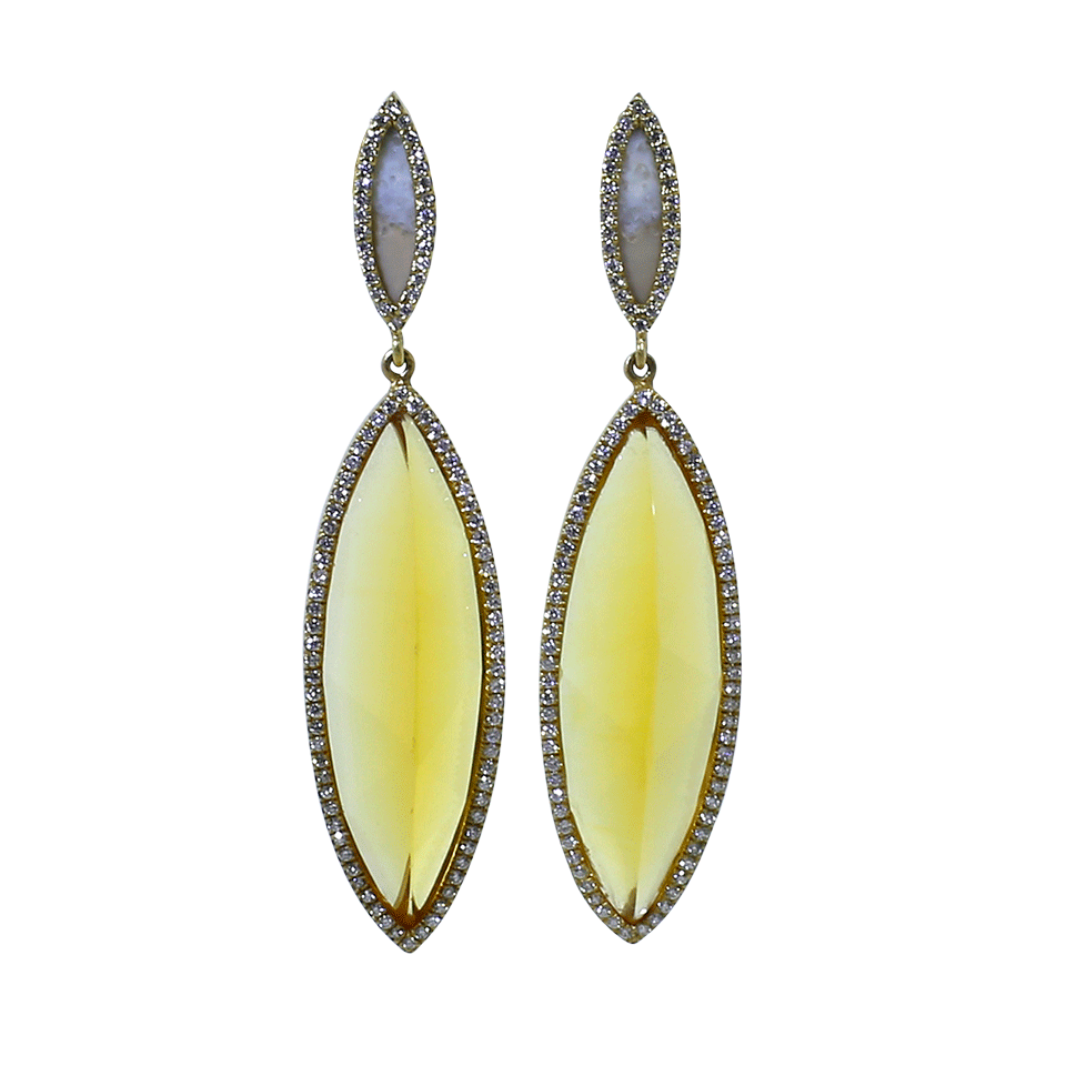 MONIQUE PEAN-Citrine And Grey Sunburst Fossilized Walrus Ivory-YELLOW GOLD