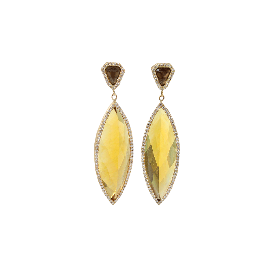 MONIQUE PEAN-Citrine And Smokey Quartz Earrings-YELLOW GOLD