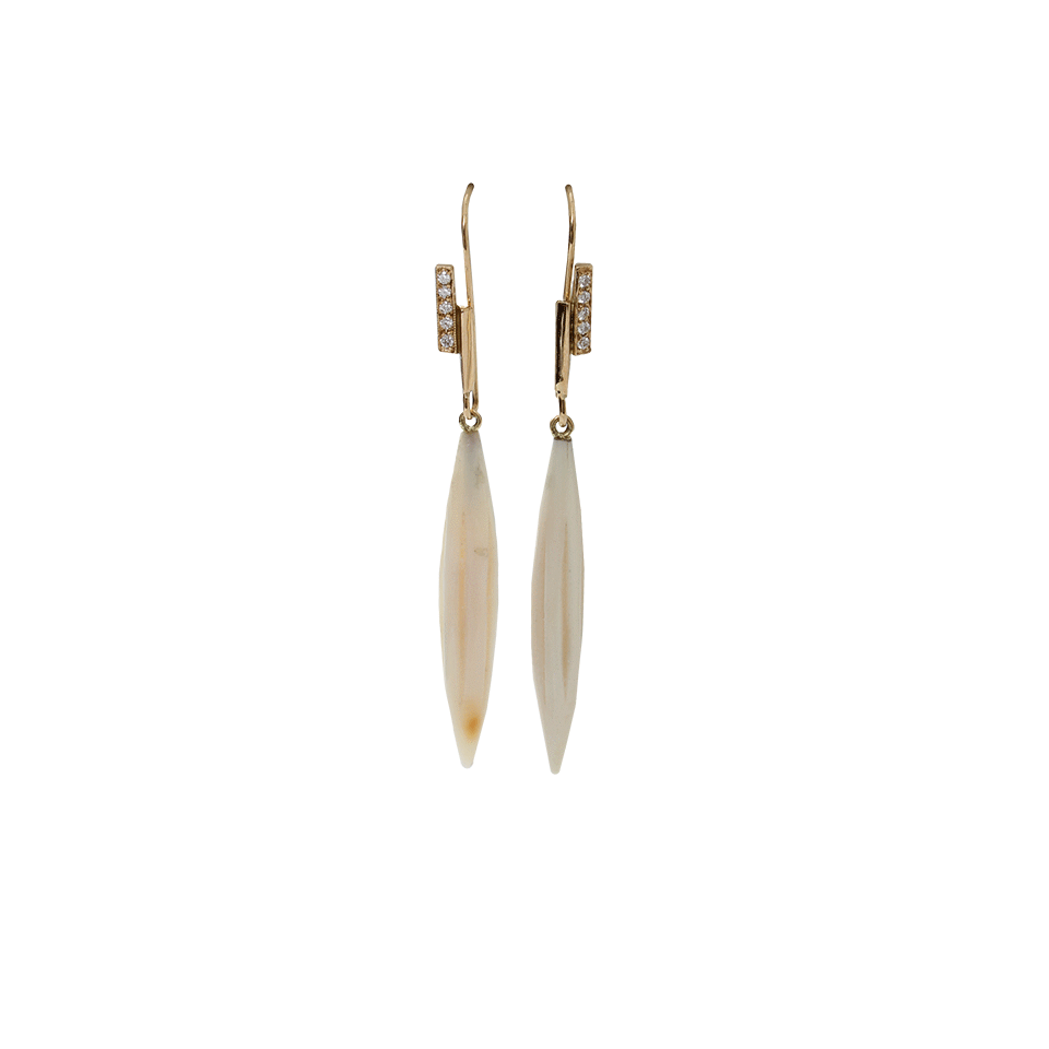 MONIQUE PEAN-Fossilized Ivory Cone Earrings-YELLOW GOLD
