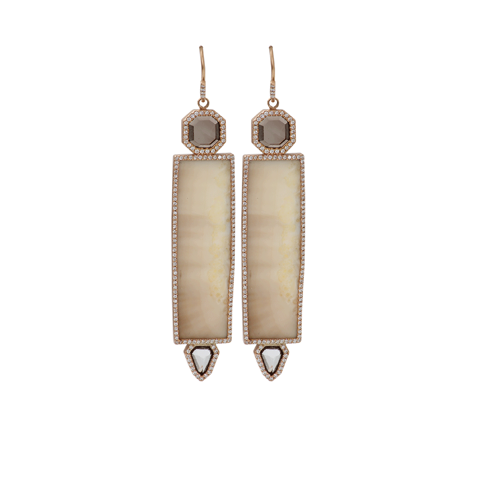 MONIQUE PEAN-Fossilized Walrus Rectangular Earrings-YELLOW GOLD