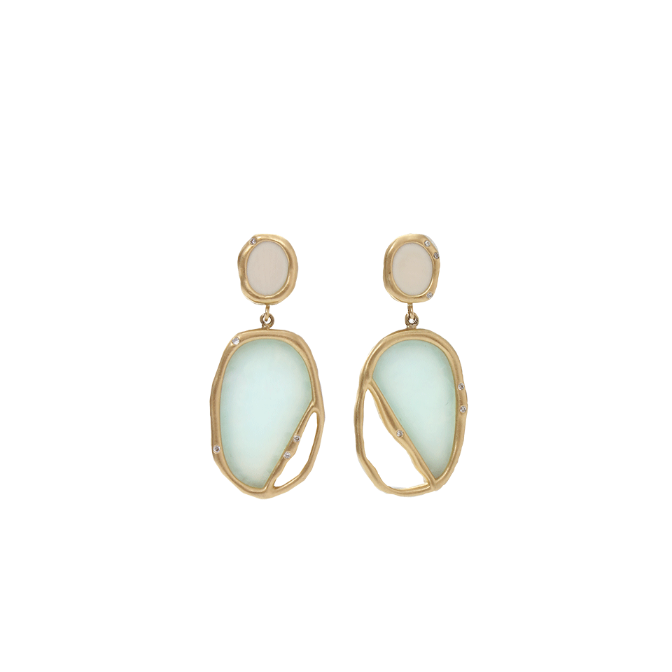 MONIQUE PEAN-Fossilized Woolly Mammoth Drop Earrings-YELLOW GOLD