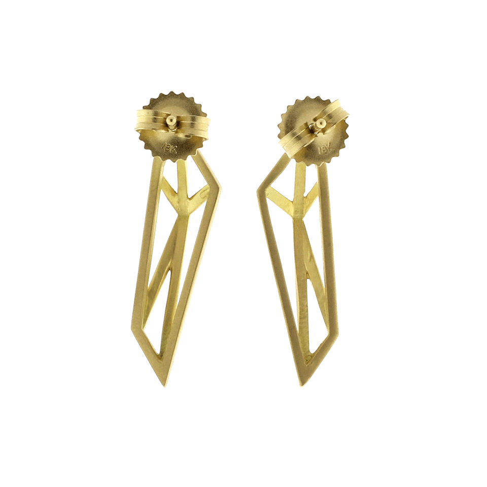 MONIQUE PEAN-Geometric Signature Open Cage Earrings-YELLOW GOLD