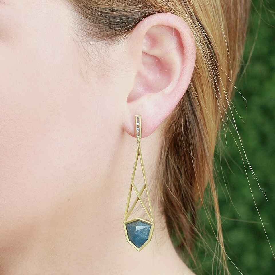 MONIQUE PEAN-Gilalite Baguette Cage Earrings-YELLOW GOLD