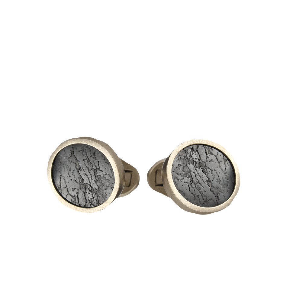 MONIQUE PEAN-Black Fossilized Dinosaur Bone Cufflinks-WHITE GOLD