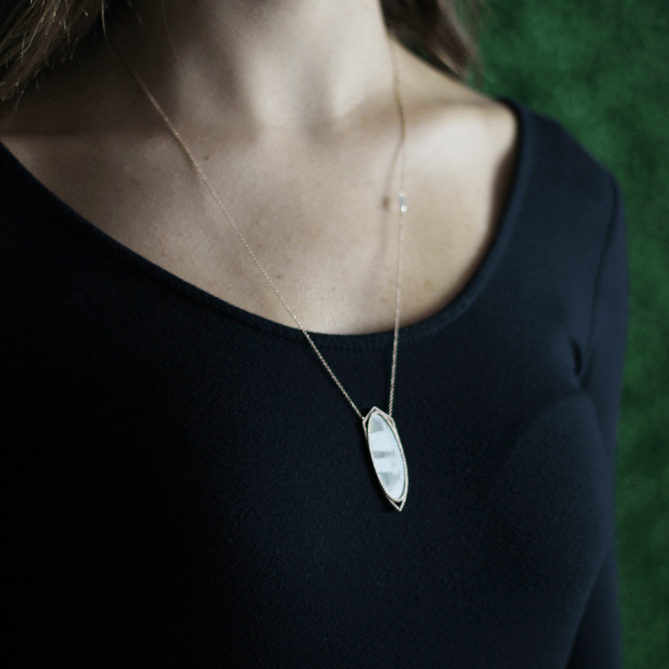 MONIQUE PEAN-Grey Ombre Walrus Geometric Necklace-ROSE GOLD