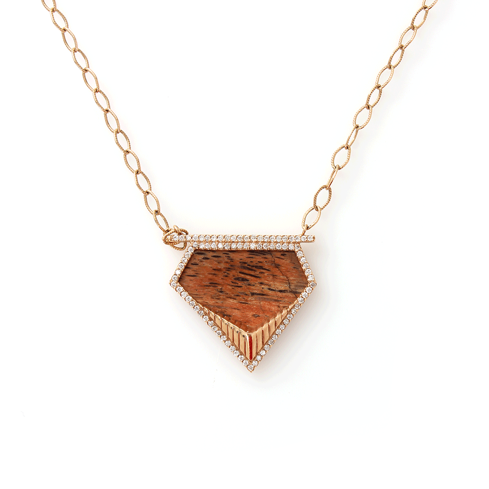 MONIQUE PEAN-Red Fossilized Dinosaur Bone Necklace-ROSE GOLD