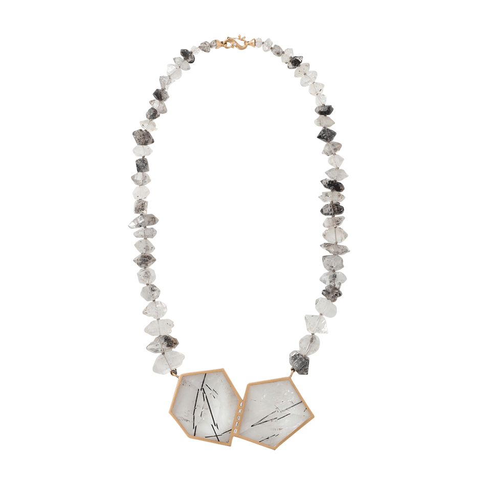 MONIQUE PEAN-Rutile And Diamond Baguette Necklace-ROSE GOLD