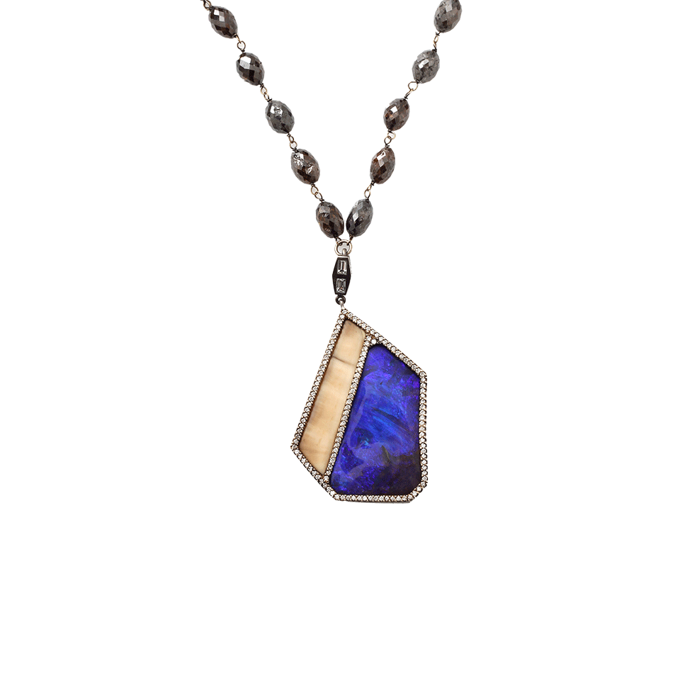 MONIQUE PEAN-Boulder Opal Pendant And Diamond Bead Necklace-WHITE GOLD