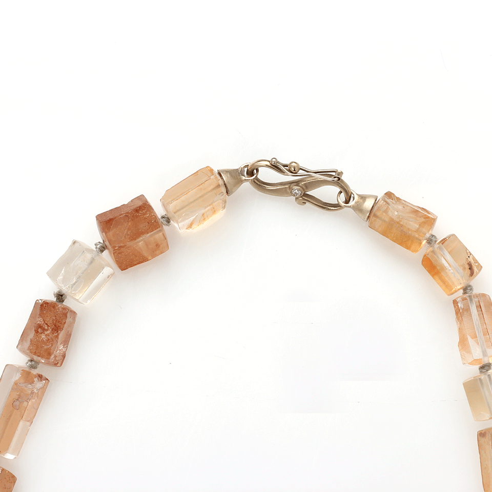MONIQUE PEAN-Fossilized Dinosaur Bone Necklace-WHITE GOLD