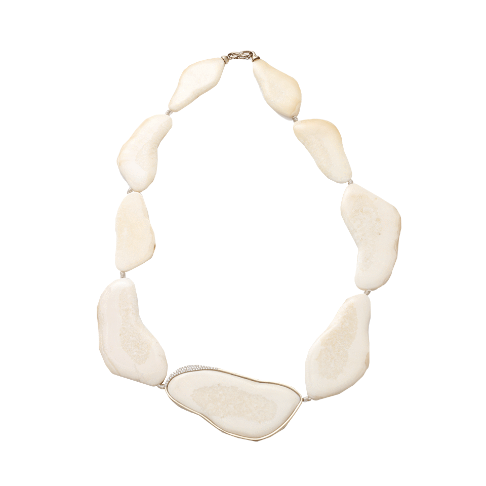MONIQUE PEAN-Fossilized Walrus And Oyster Plate Necklace-WHITE GOLD