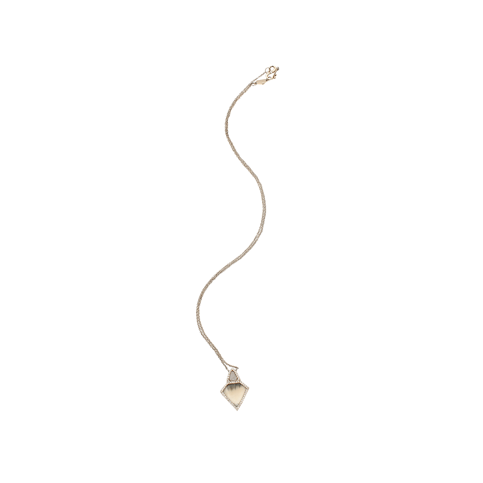 MONIQUE PEAN-Grey Sunburst Fossilized Walrus Necklace-WHITE GOLD