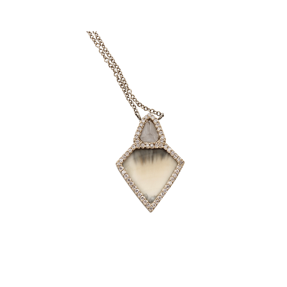 MONIQUE PEAN-Grey Sunburst Fossilized Walrus Necklace-WHITE GOLD