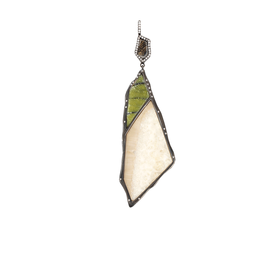 MONIQUE PEAN-Grey Sunburst Walrus Ivory Necklace-WHITE GOLD