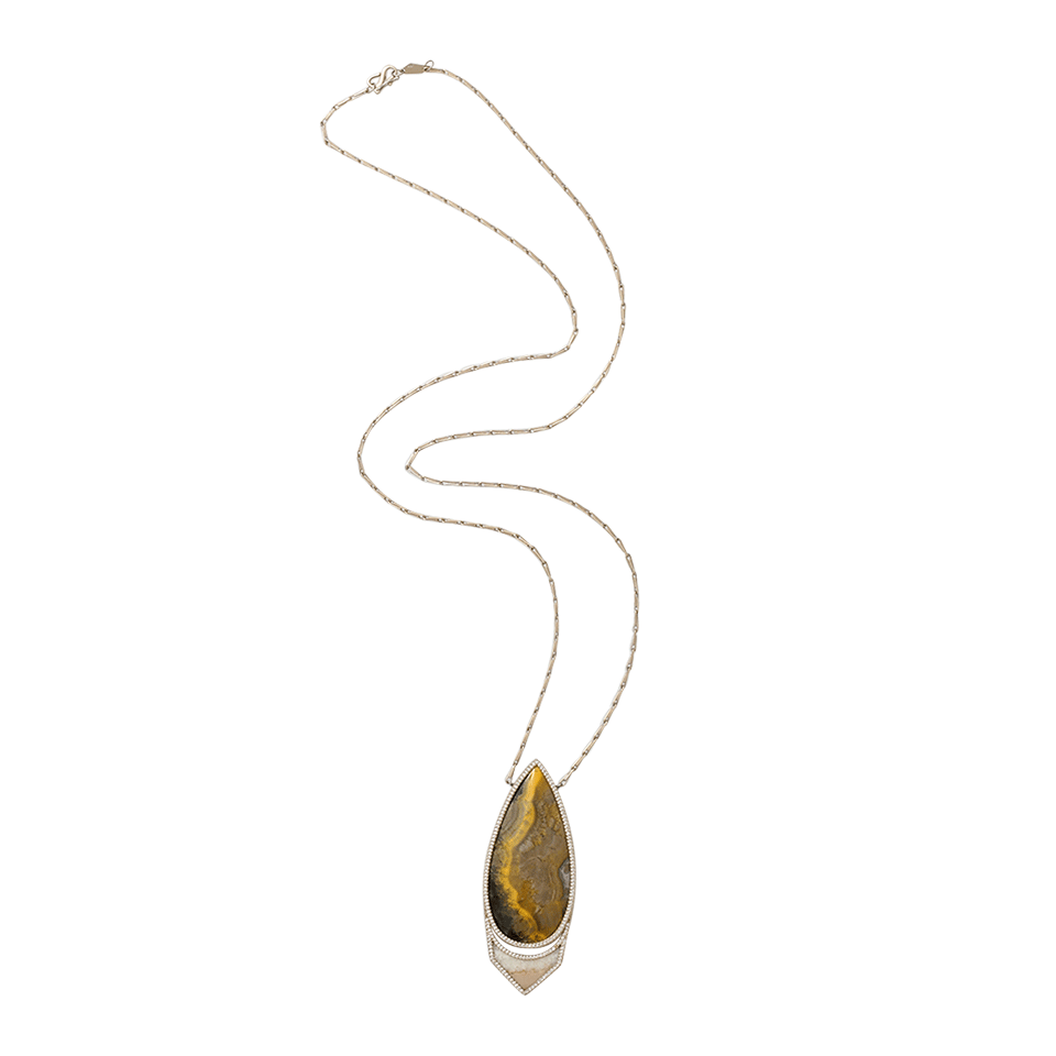 MONIQUE PEAN-Jasper And Walrus Ivory Necklace-WHITE GOLD