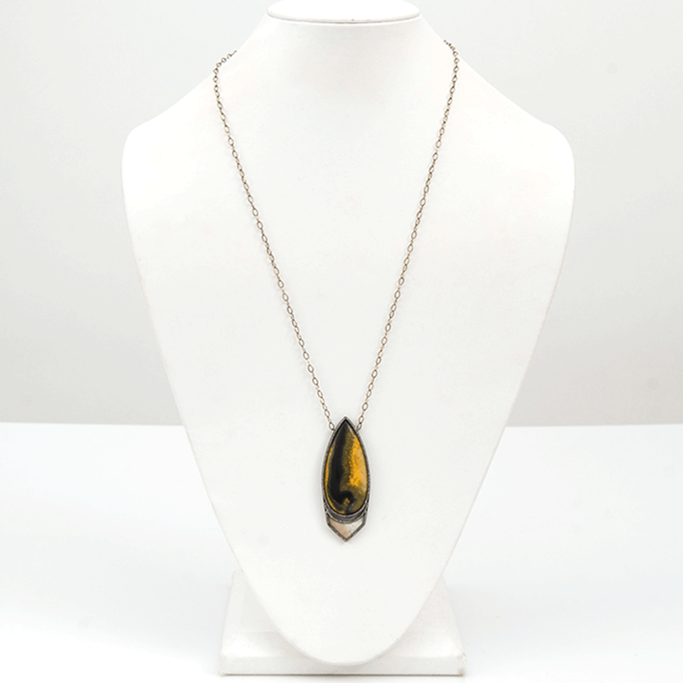 MONIQUE PEAN-Jasper Walrus Ivory Diamond Necklace-WHITE GOLD