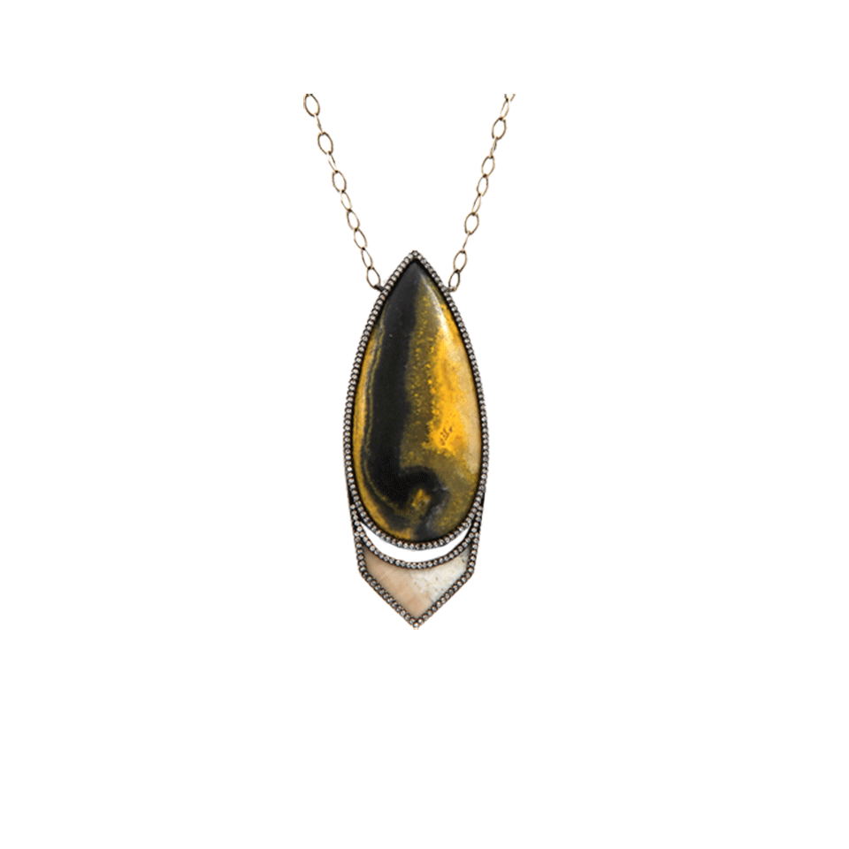 MONIQUE PEAN-Jasper Walrus Ivory Diamond Necklace-WHITE GOLD