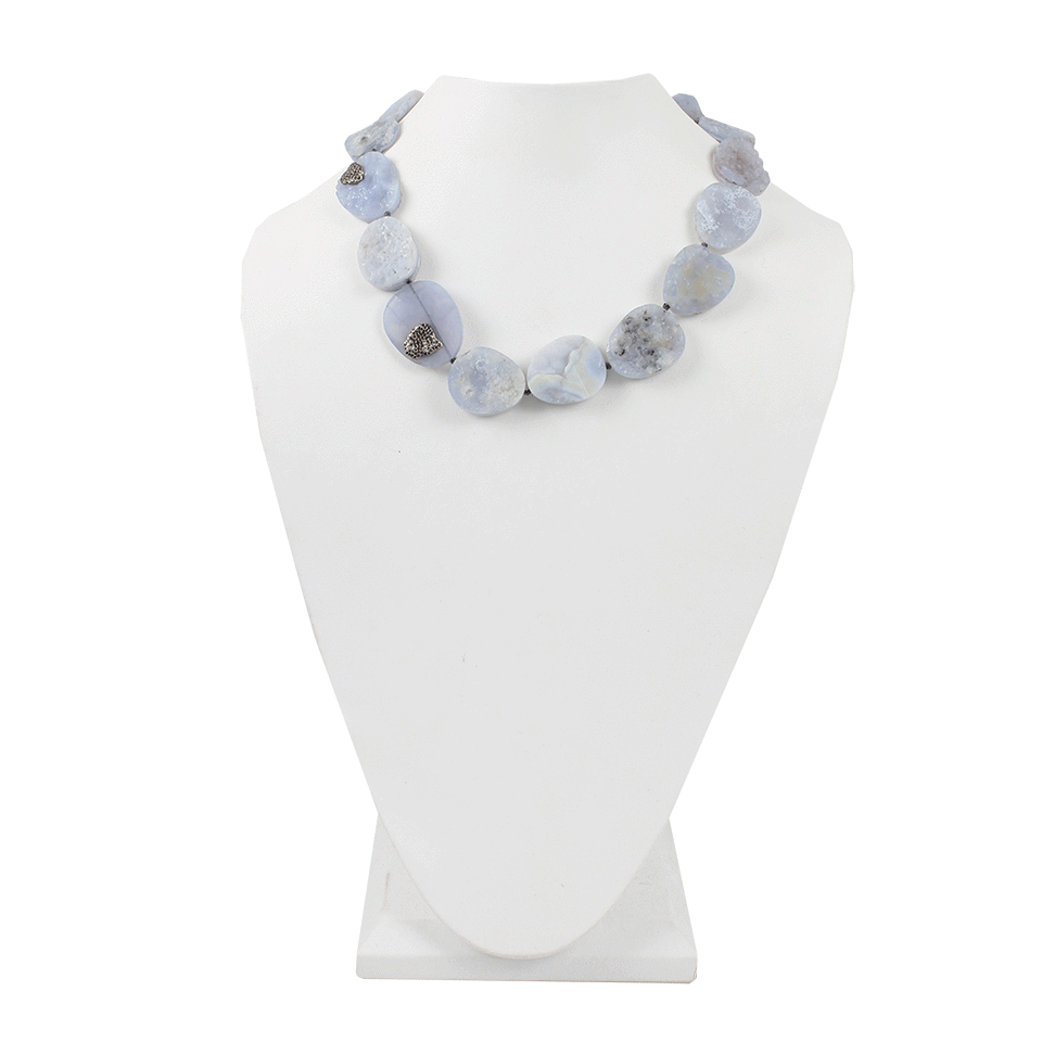 MONIQUE PEAN-One of a Kind Natural Blue Chalcedony Necklace-WHITE GOLD