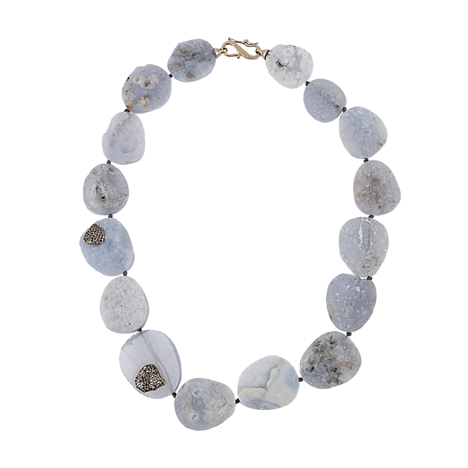 MONIQUE PEAN-One of a Kind Natural Blue Chalcedony Necklace-WHITE GOLD