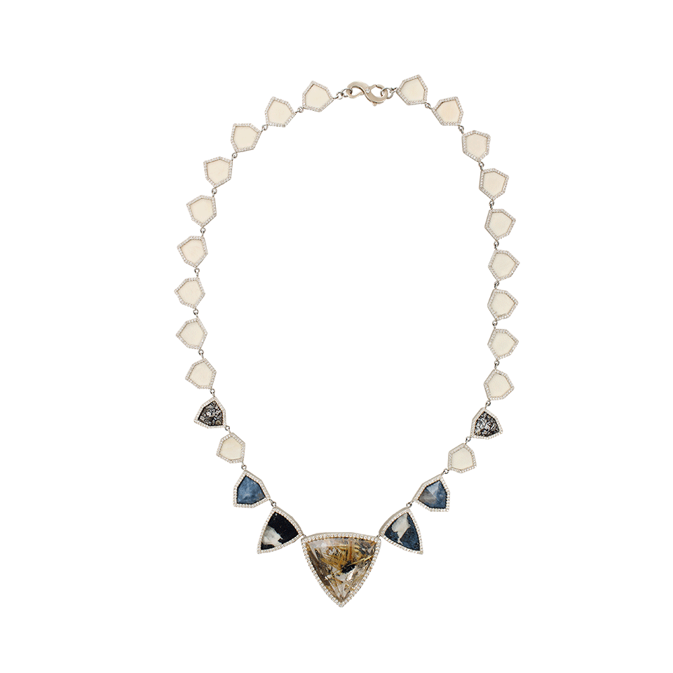 MONIQUE PEAN-Rutile And Dinosaur Bone Necklace-WHITE GOLD