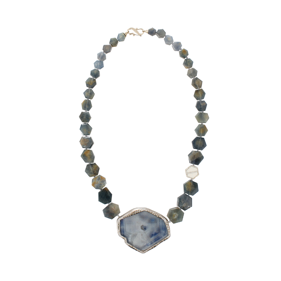 MONIQUE PEAN-Sapphire Slice Piura Necklace-WHITE GOLD