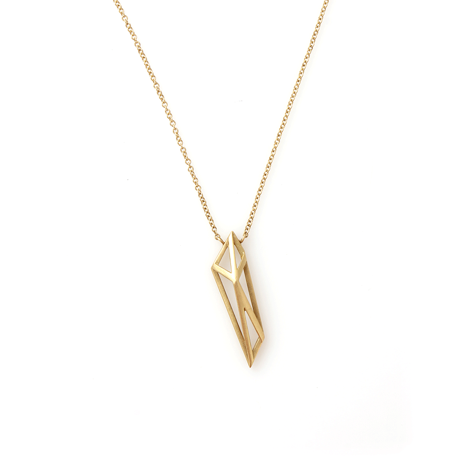 MONIQUE PEAN-Geometric Signature Open Cage Necklace-YELLOW GOLD