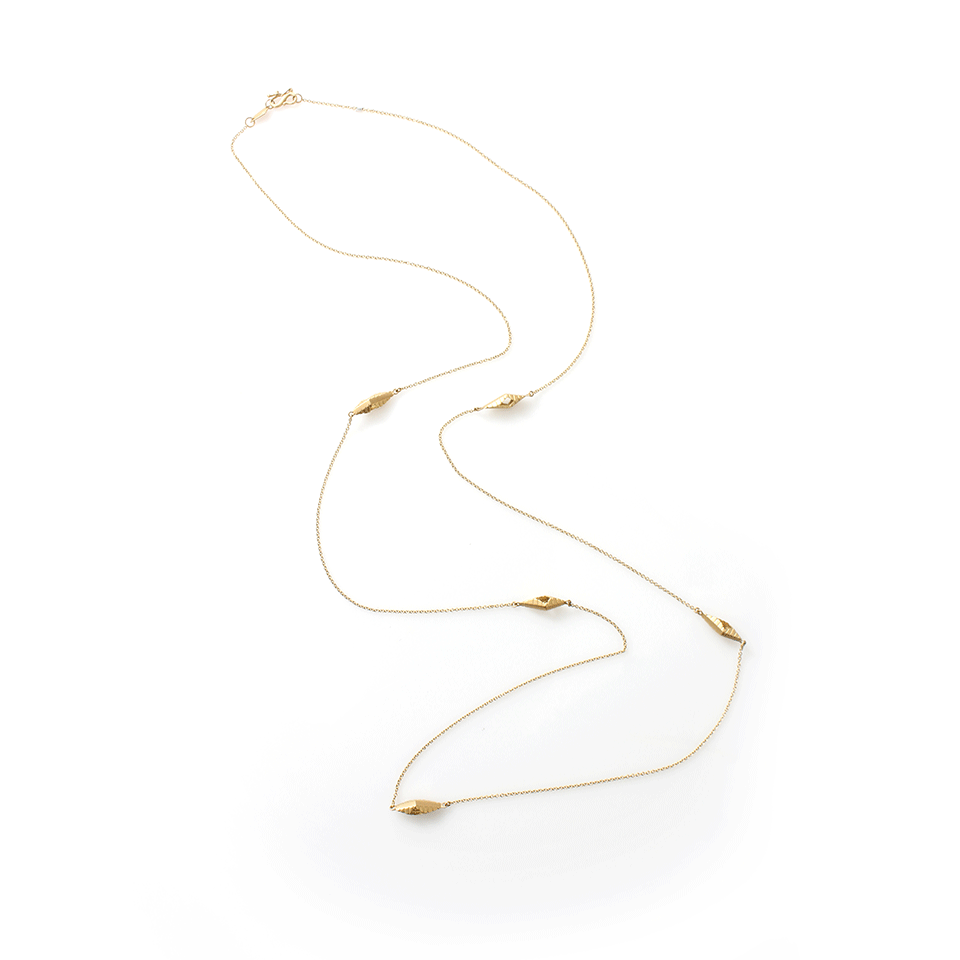 MONIQUE PEAN-Open Pyramid Link Station Necklace-YELLOW GOLD