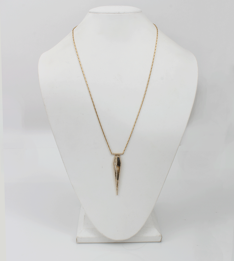 MONIQUE PEAN-Walrus Ivory Pentagon Necklace-YELLOW GOLD