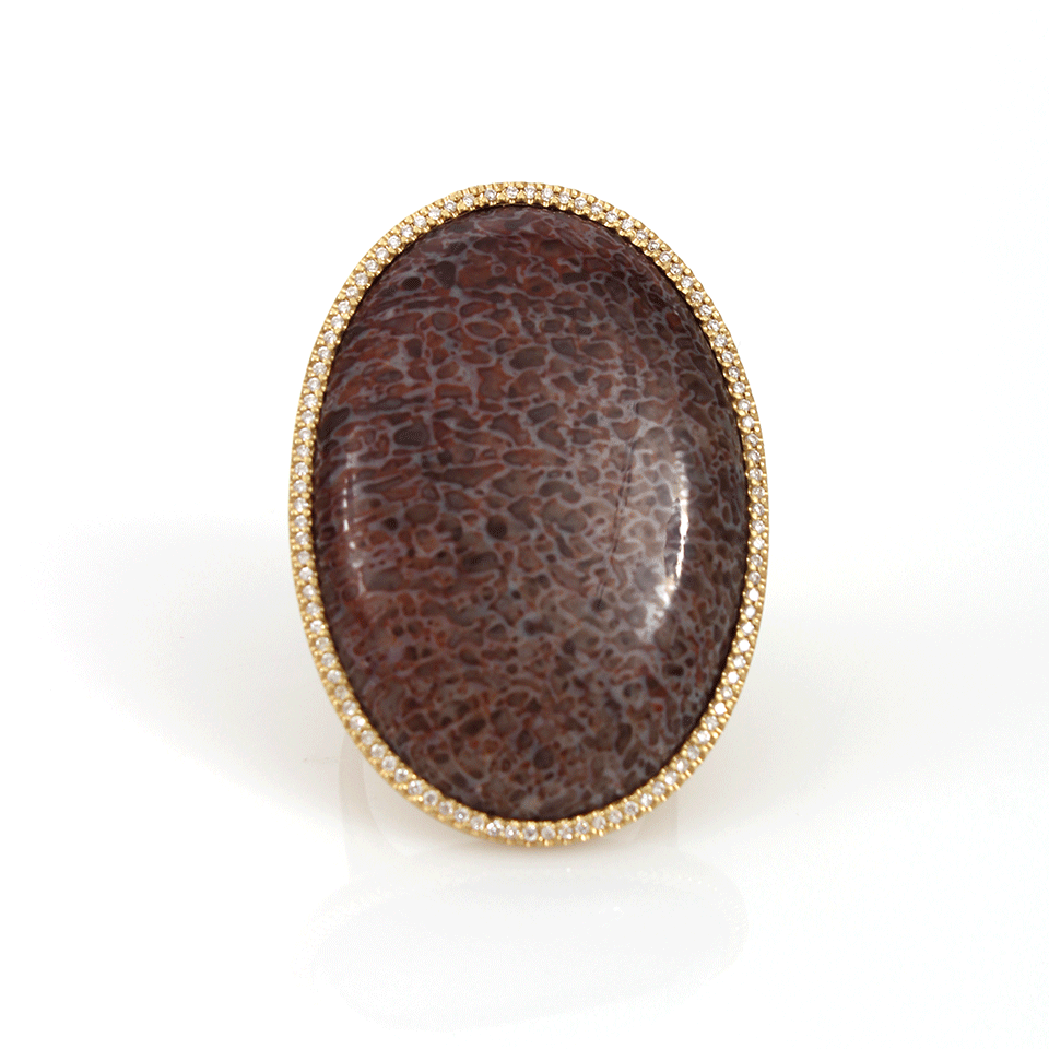 MONIQUE PEAN-Purple Fossilized Dinosaur Bone Ring-ROSE GOLD