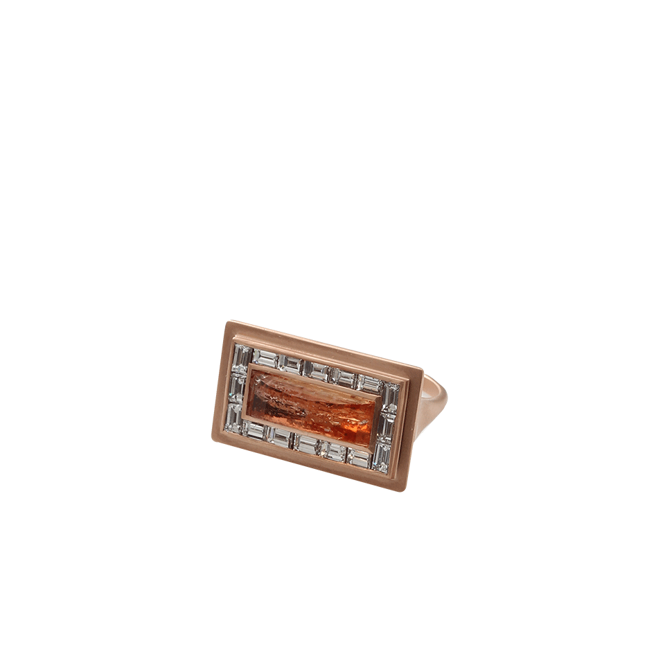 MONIQUE PEAN-Straw Topaz And Diamond Ring-ROSE GOLD