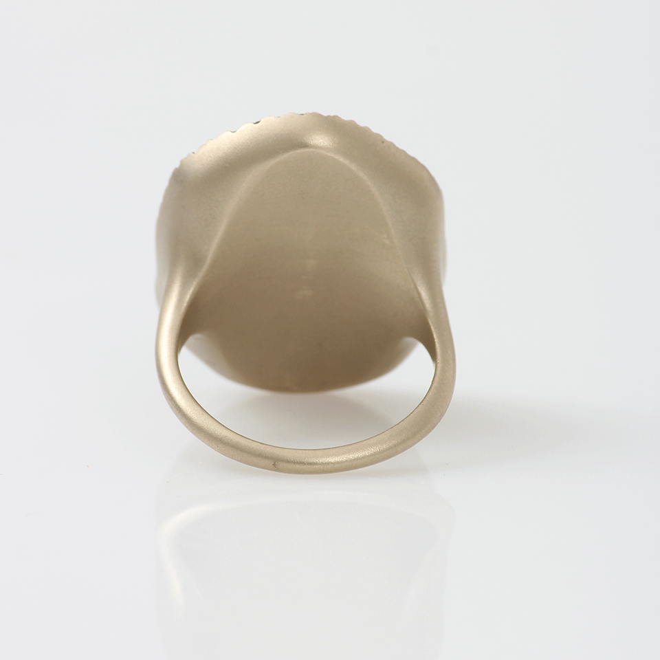 MONIQUE PEAN-Fossilized Mammoth Oval Ring-WHITE GOLD