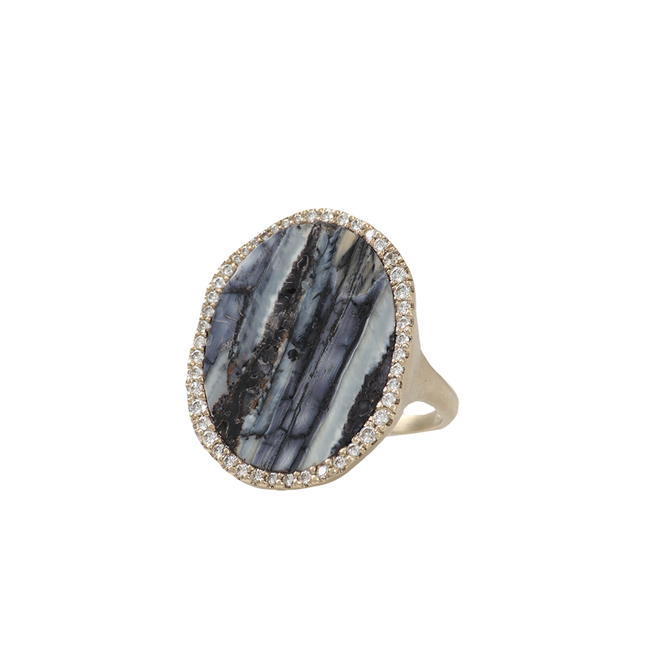 MONIQUE PEAN-Fossilized Mammoth Oval Ring-WHITE GOLD