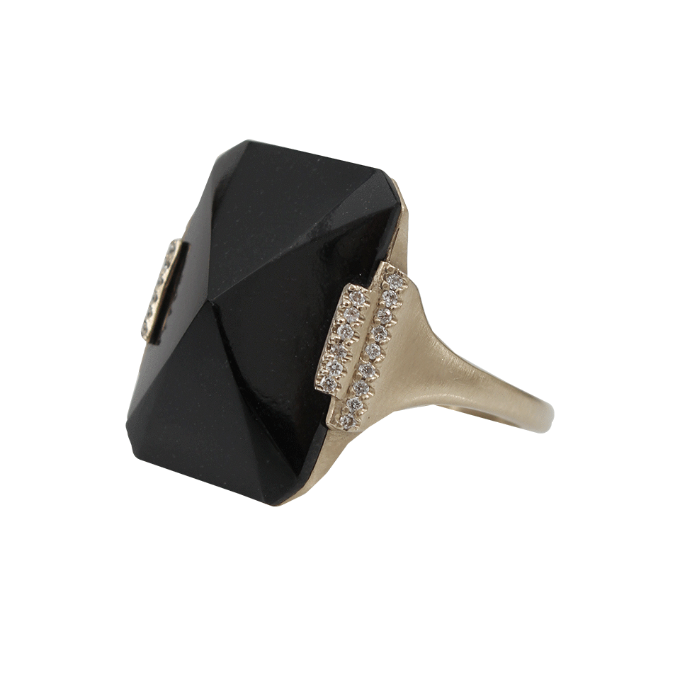 MONIQUE PEAN-Black Guatemalan Jade Ring-WHITE GOLD