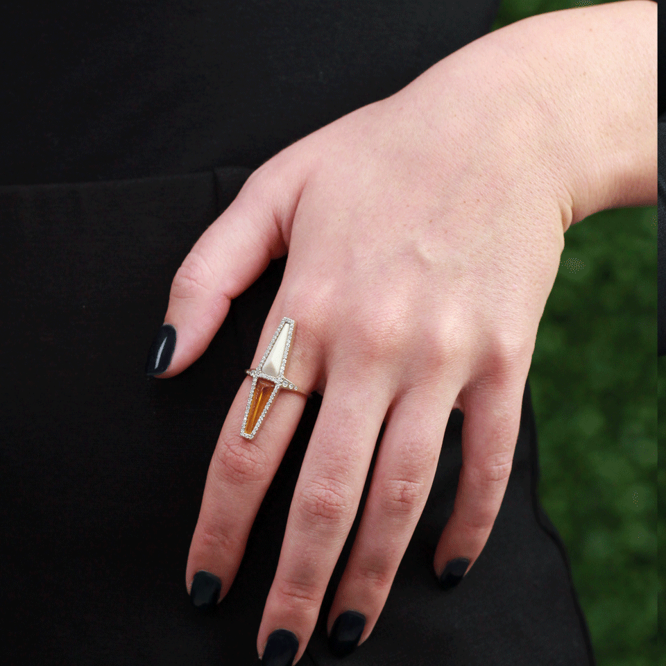 MONIQUE PEAN-Fossilized Woolly Mammoth Ring-WHITE GOLD