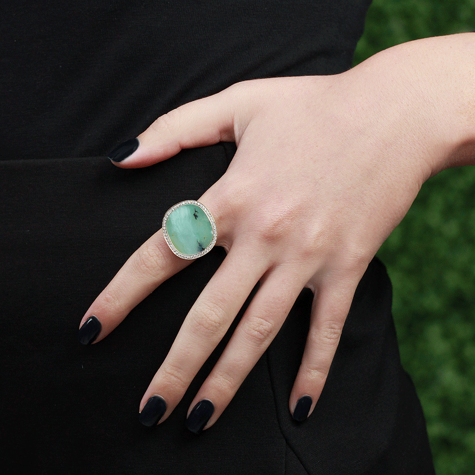 MONIQUE PEAN-Opal And Diamond Pave Ring-WHITE GOLD